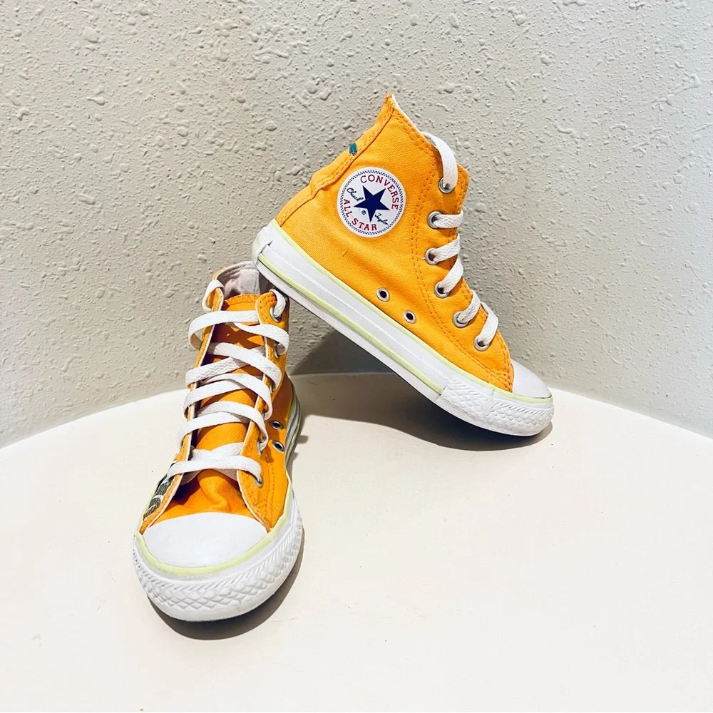 Converse Kids Custom Rare Unisex Hi Top Yellow Sneakers Size 12
